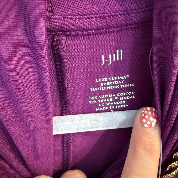 J.Jill NEW Luxe Supima® Everyday Turtleneck Tunic, Sugar Beet, NWT(S Tall) - Picture 6 of 6